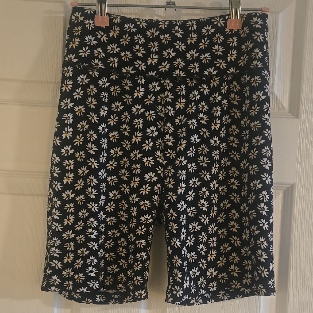 Black Floral Print Shorts